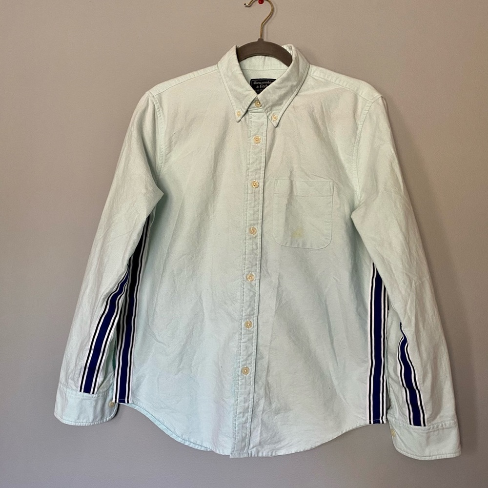 Abercrombie mint shirt with blue stripe
